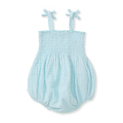 Dotted Muslin Organic Baby Girl Romper - Blue Herizon