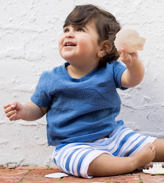 Organic Cotton Watercolor Stripes Top & Shorts Set