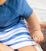 Organic Cotton Watercolor Stripes Top & Shorts Set