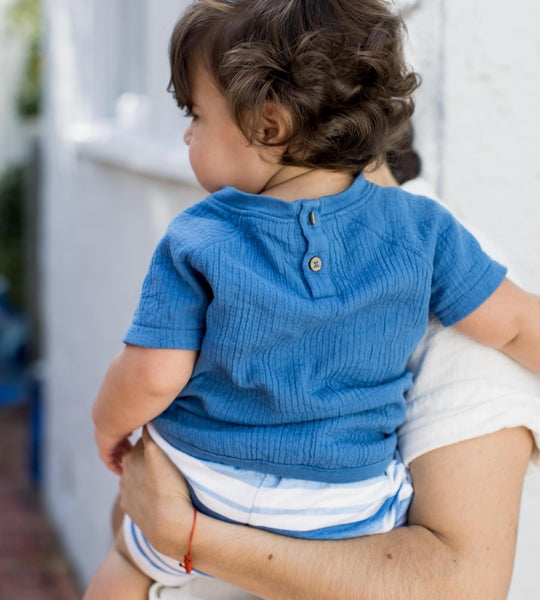 Organic Cotton Watercolor Stripes Top & Shorts Set