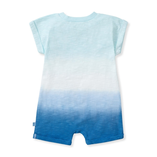Double Dip Dye Organic Baby Boy Romper - Blue Herizon