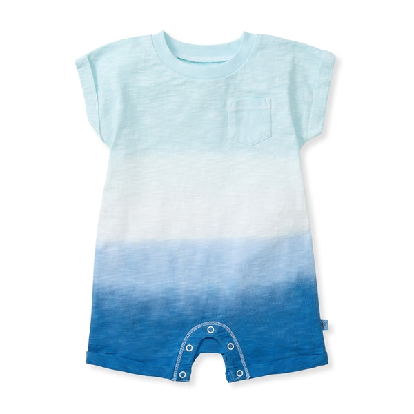Double Dip Dye Organic Baby Boy Romper - Blue Herizon