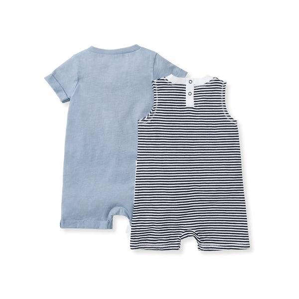 2 Pack Classic Stripe Baby Boy Romper Set