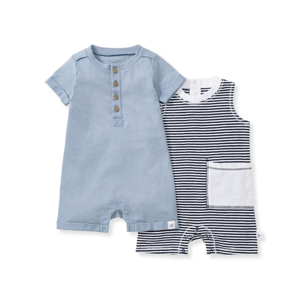 2 Pack Classic Stripe Baby Boy Romper Set
