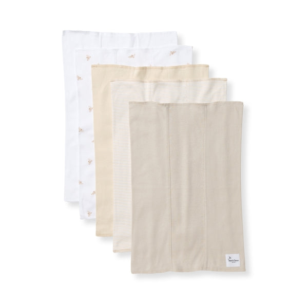 Organic Baby Burp Cloths - Set of 5 (Oat)