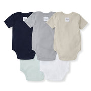 Bee Essentials Solid Short Sleeve Bodysuits Set of 5 - Midnight