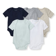 Bee Essentials Solid Short Sleeve Bodysuits Set of 5 - Midnight