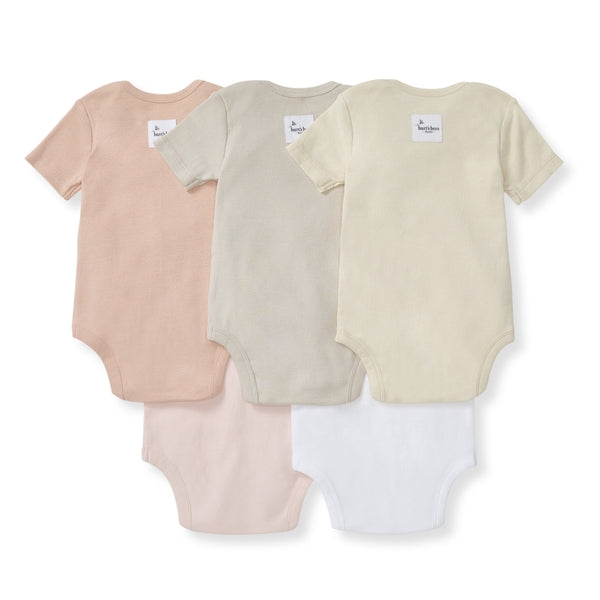 Bee Essentials Solid Short Sleeve Bodysuits Set of 5 - Pink Sand