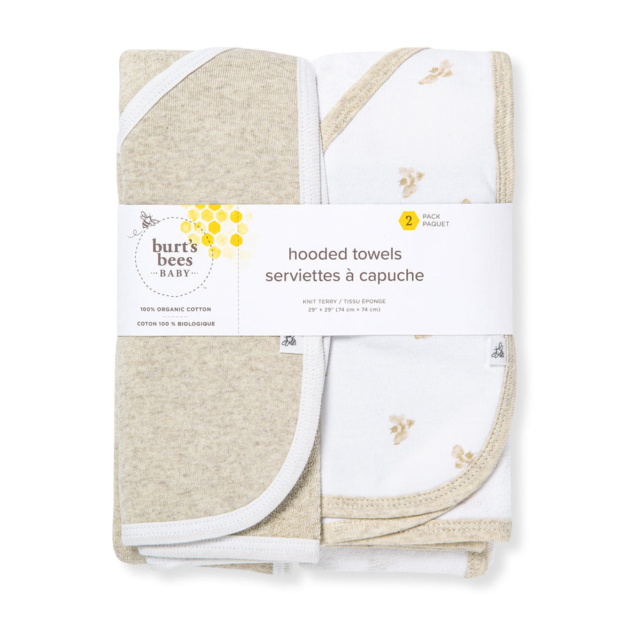 Organic Hooded 2 Pack Towels - Oatmeal