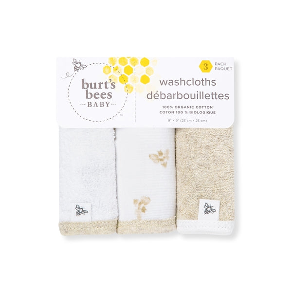 Organic Terry Washcloths 3 Pack - Golden Bee