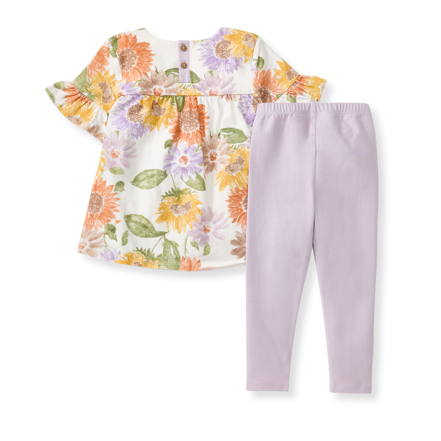 Organic Cotton Sweet Sunflowers Tunic Set - Eggshell