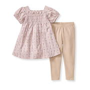 Organic Cotton Farmhouse Floral Tunic Set - Soft Violet