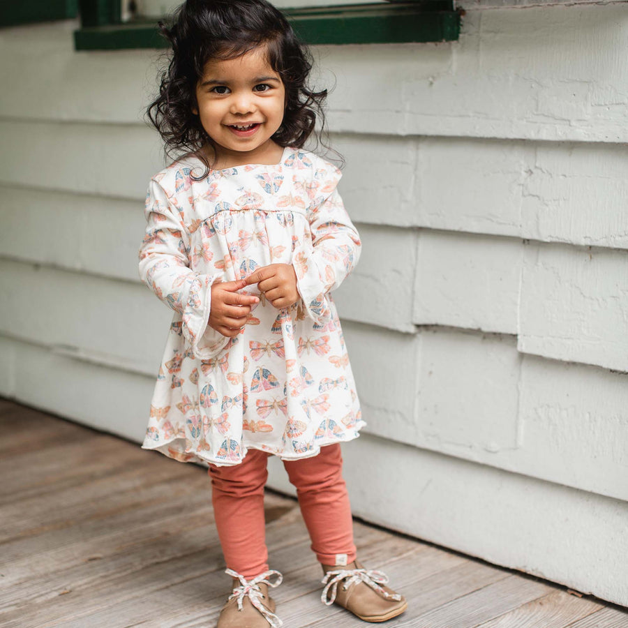 Organic Cotton Boho Butterflies Tunic Set - Eggshell