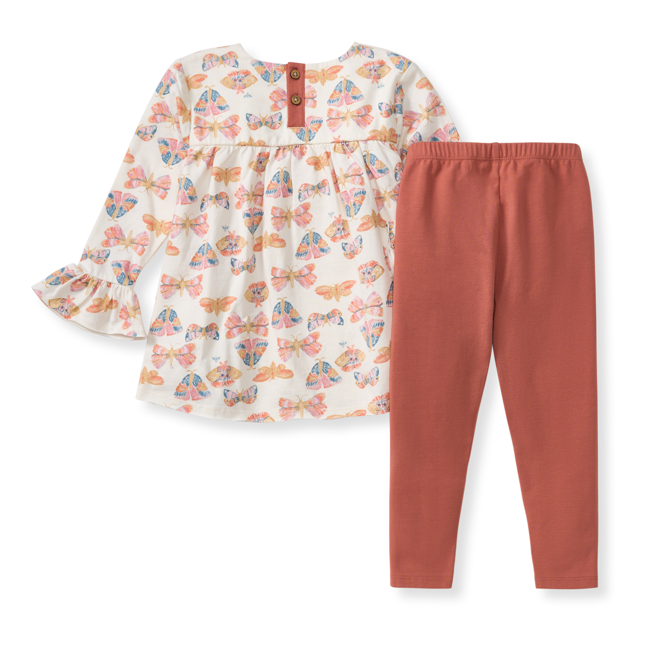 Organic Cotton Boho Butterflies Tunic Set - Eggshell