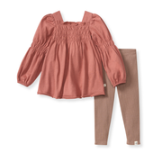 Organic Cotton Smocked Tunic Set - Cedar
