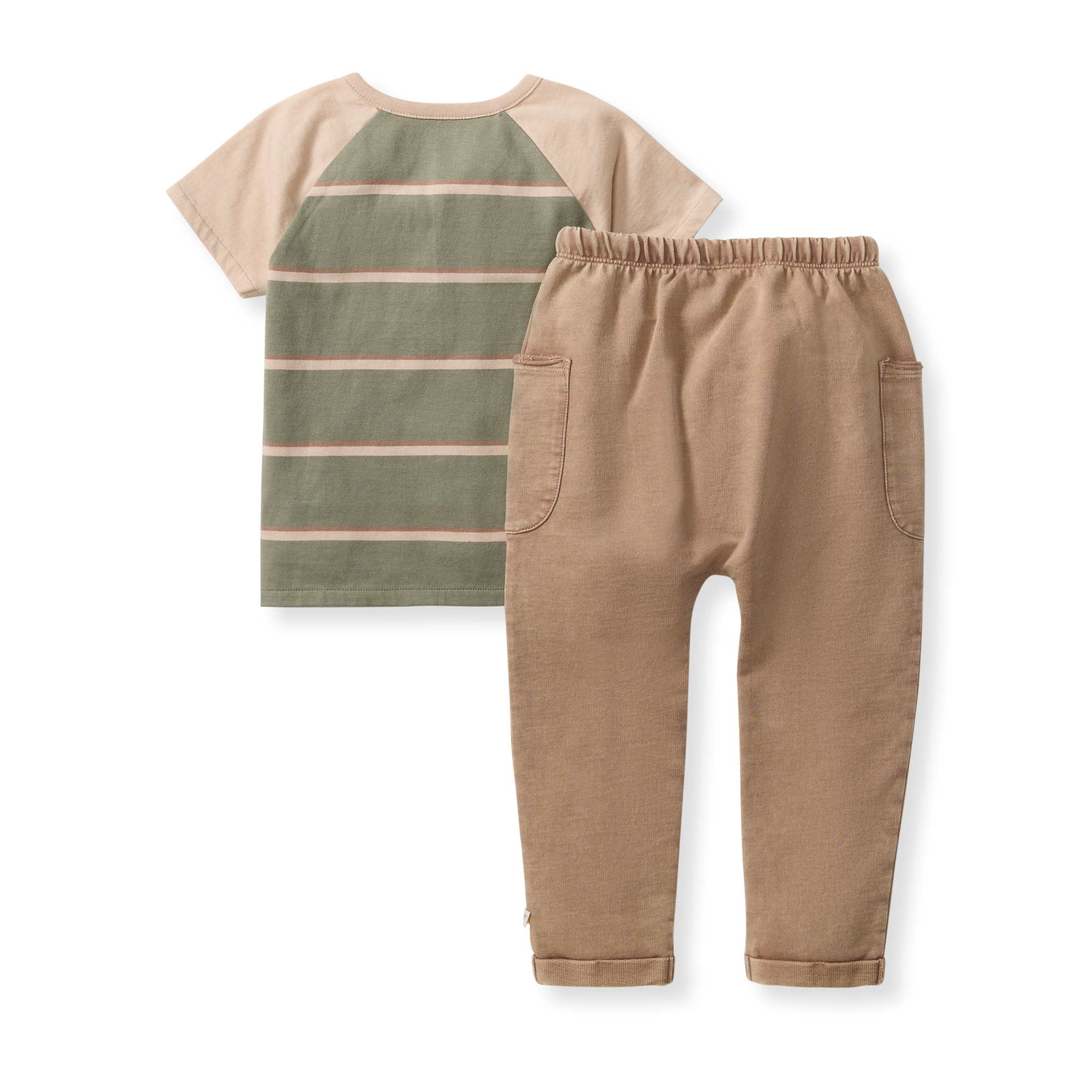 Organic Cotton Holland Stripe Tee and Pant Set - Tranqulity