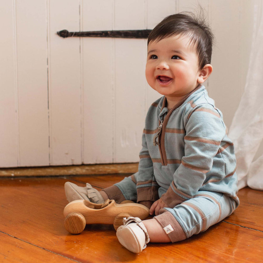 Holland Stripe Jumpsuit - Mountain Blue