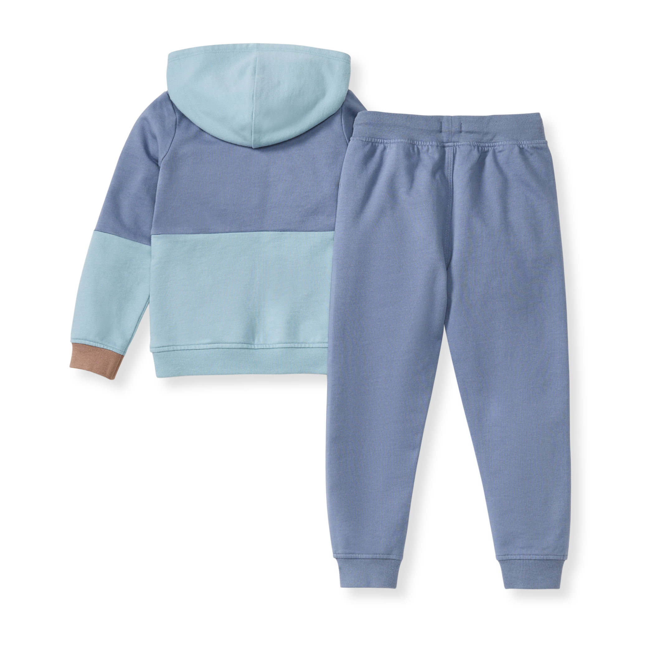 Organic Cotton Color Block Sweatshirt Set - Flint