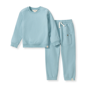 Organic Cotton Seamed Sweatshirt Set - Mountain Blue