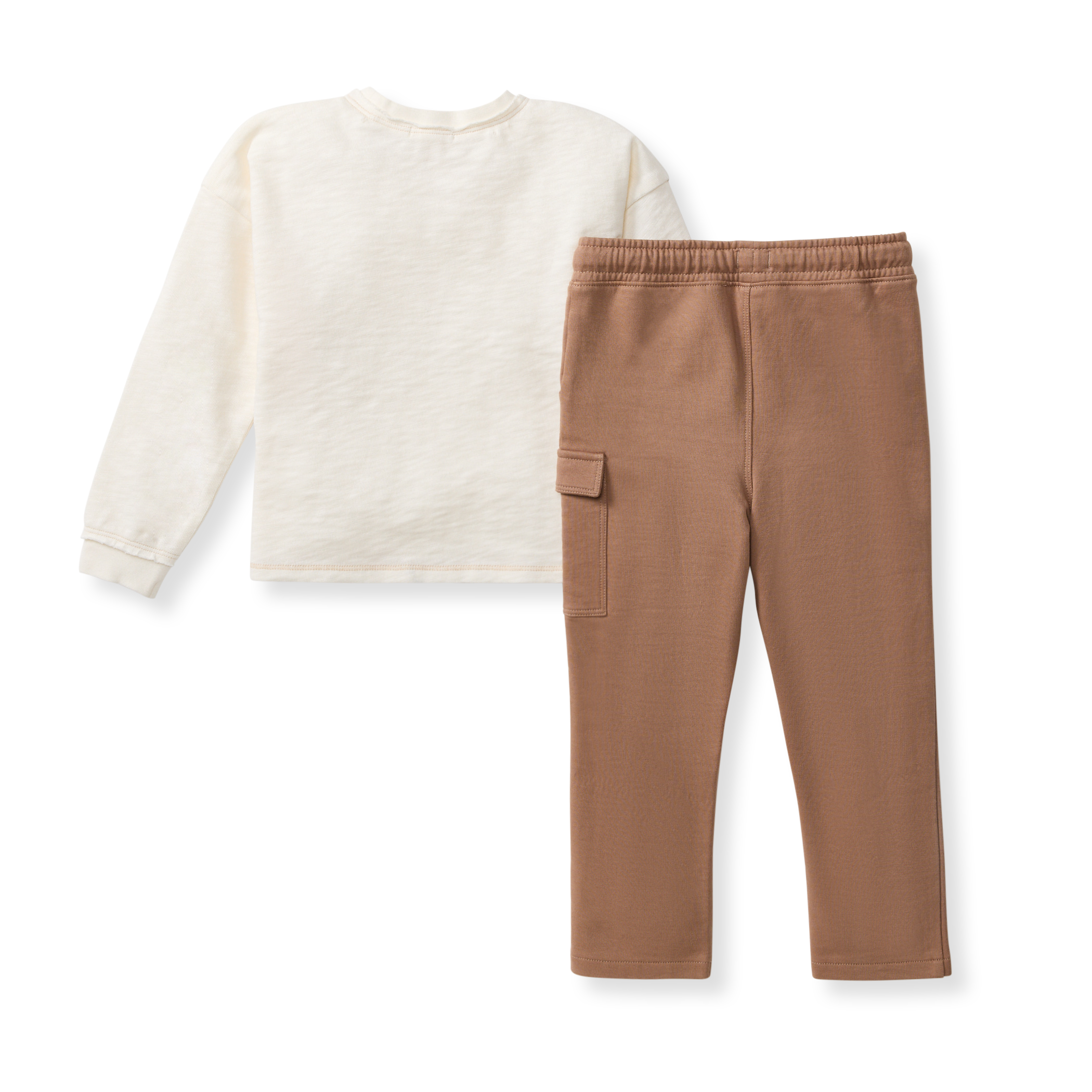 Organic Cotton Chunky Slub Boy Tee and Pants Set - Eggshell