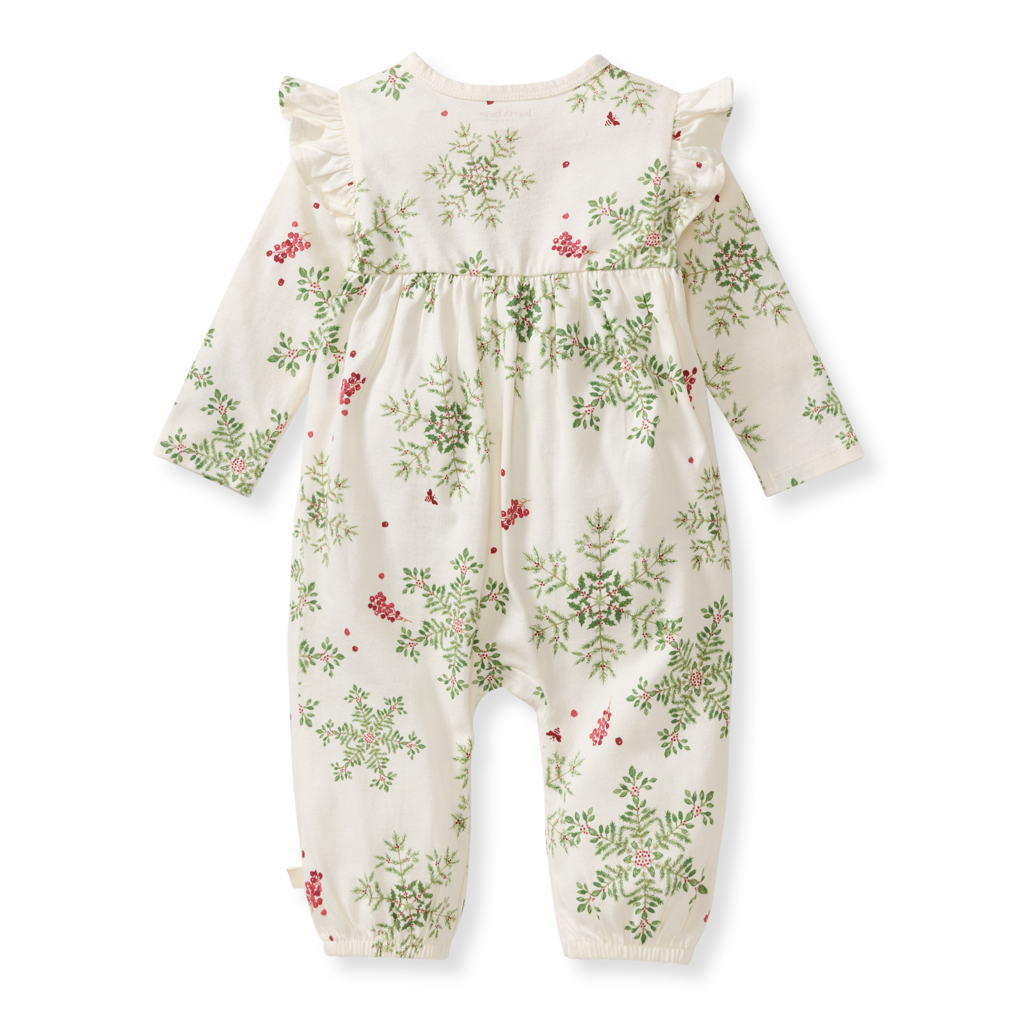 Holiday Snowflakes Baby Girl Jumpsuit - Eggshell