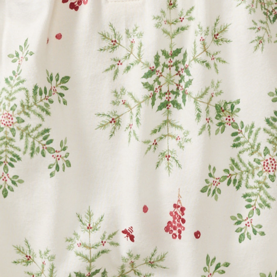 Holiday Snowflakes Baby Girl Jumpsuit - Eggshell