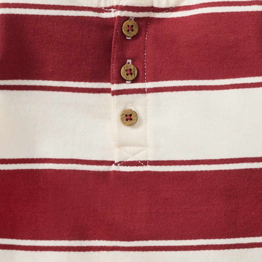 Rugby Peace Stripe Baby Boy Jumpsuit - Brick