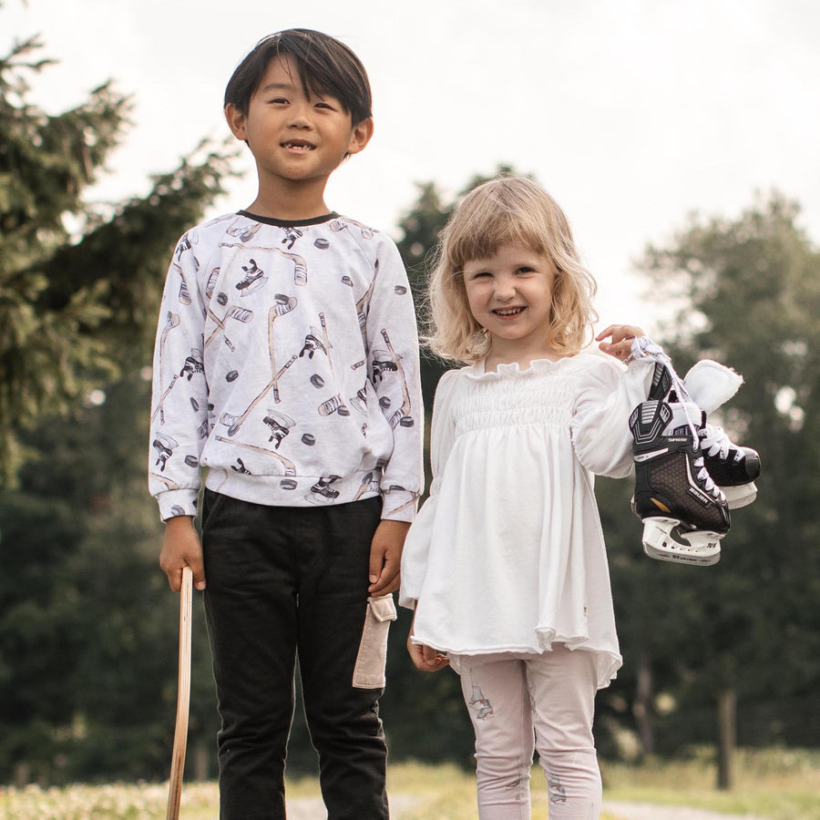 Ice Skates Organic Tunic & Pants Set - Eggshell