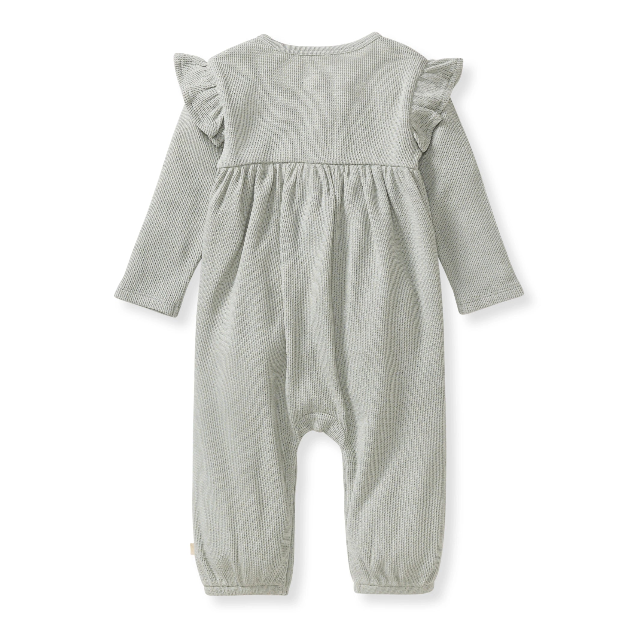 Organic Cotton Baby Girl Thermal Jumpsuit - Blue Gray