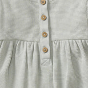 Organic Cotton Baby Girl Thermal Jumpsuit - Blue Gray