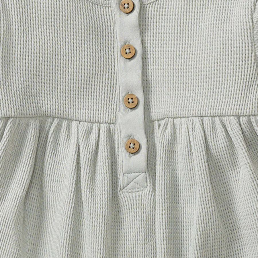 Organic Cotton Baby Girl Thermal Jumpsuit - Blue Gray