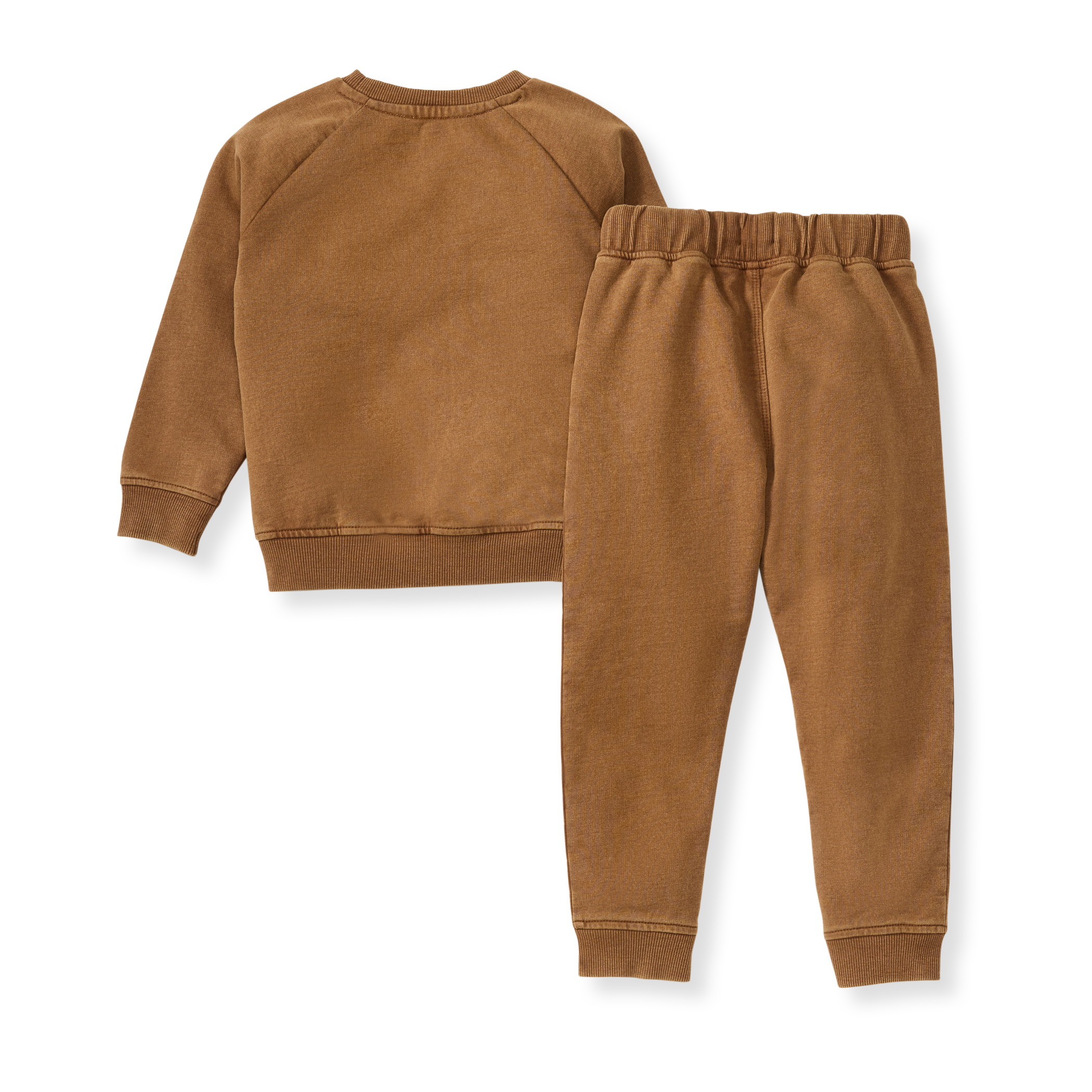 Organic Cotton Acid Wash Football Sweatshirt Set - Hunter