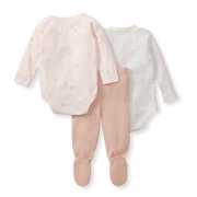 Ditsy Floret 3 Piece Bodysuit and Pant Set -  Agate Rose