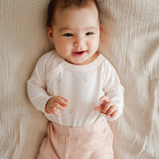 Ditsy Floret 3 Piece Bodysuit and Pant Set -  Agate Rose