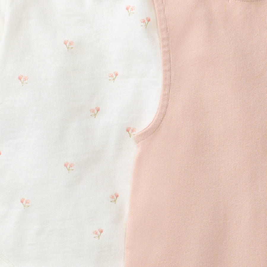 Ditsy Floret Jumpsuit & Bodysuit Set - Agate Rose