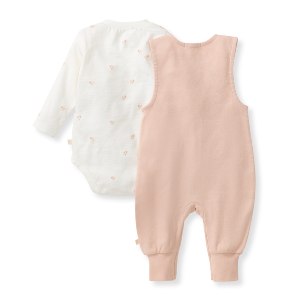 Ditsy Floret Jumpsuit & Bodysuit Set - Agate Rose