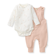 Ditsy Floret Jumpsuit & Bodysuit Set - Agate Rose