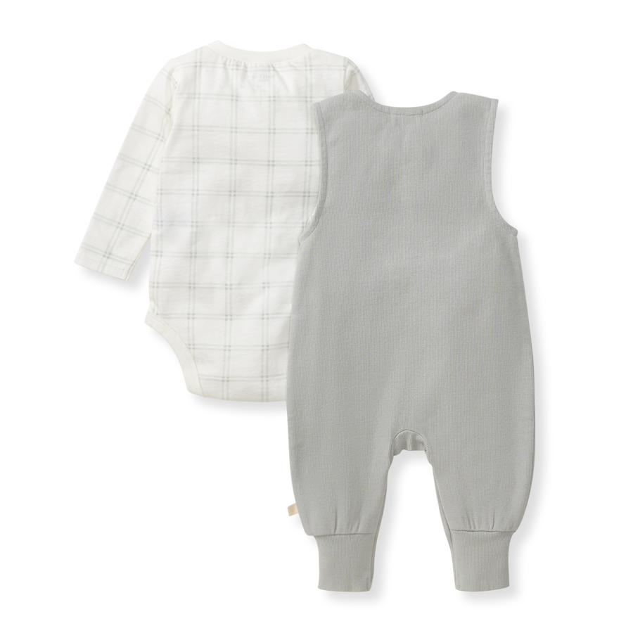 Plaid Jumpsuit & Bodysuit Set - Hazy