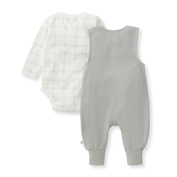 Plaid Jumpsuit & Bodysuit Set - Hazy