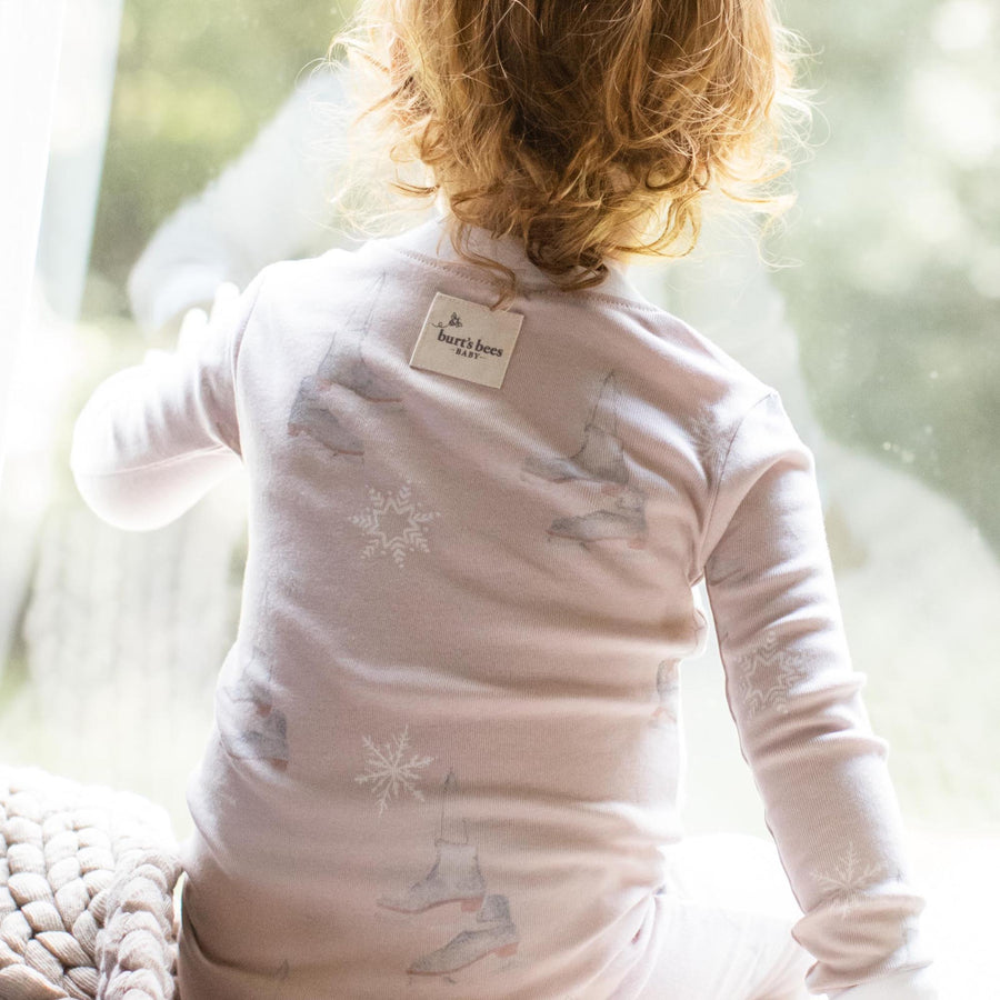 Organic Cotton Two Piece Pajamas - Ice Skates
