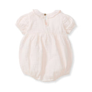Muslin Collared Organic Baby Girl Romper - Airy Pink