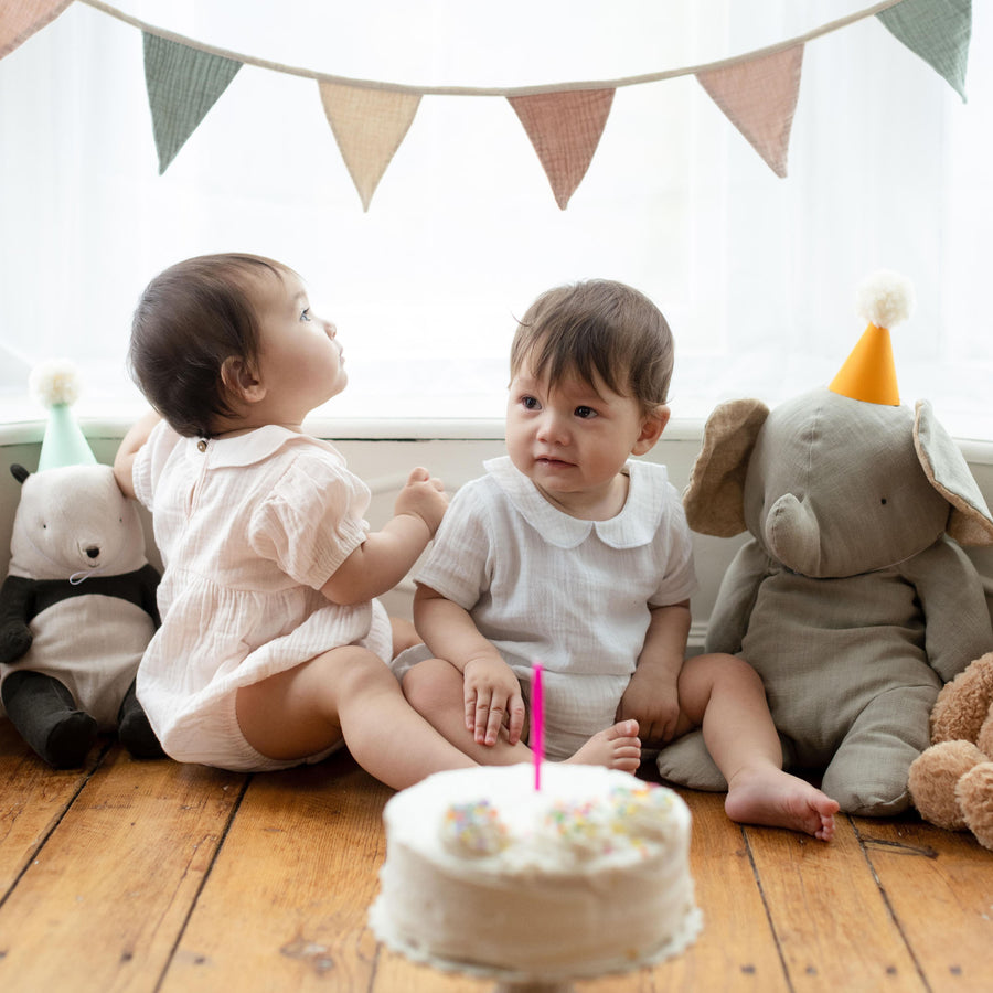 Muslin Collared Organic Baby Boy Romper - Soft Blue