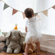 Muslin Collared Organic Baby Boy Romper - Soft Blue