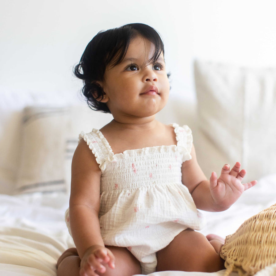 Floral Organic Cotton Muslin Romper
