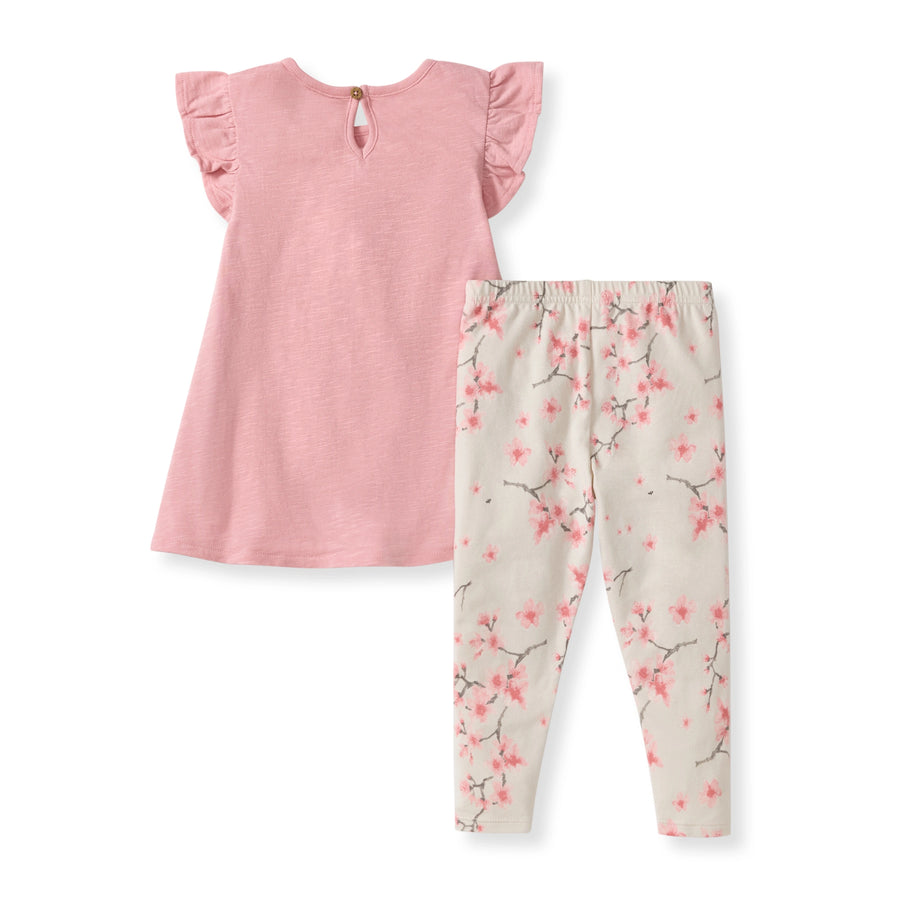 Organic Cotton Slub Tunic & Cherry Blossoms Legging Set