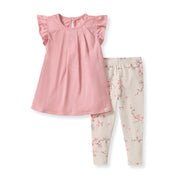Organic Cotton Slub Tunic & Cherry Blossoms Legging Set