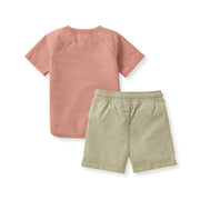 Acid Wash Pocket Tee & Short Set - Sedona