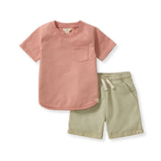 Acid Wash Pocket Tee & Short Set - Sedona