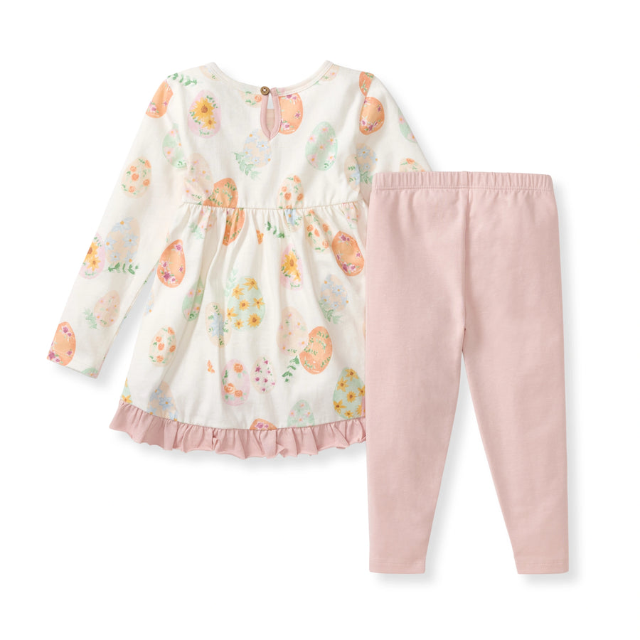 Organic Cotton Floral Easter Eggs Tunic & Legging Set