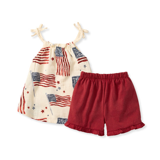 Organic Cotton American Flag & Shorts Set